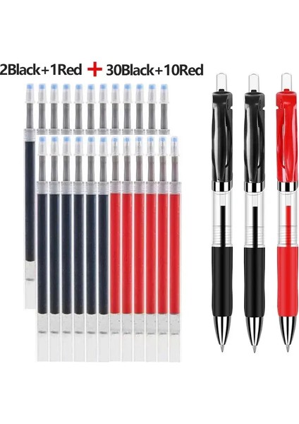 43 Pcs Jel Pens Dolumlar Set Set Stattyery Büyük Kapasite Yazma Kalem Siyah/kırmızı/mavi Mürekkep 0.5mm Beyin Pen Ofis Okul Malzemeleri Siyah Kırmızı Set-43 Pcs (Yurt Dışından)