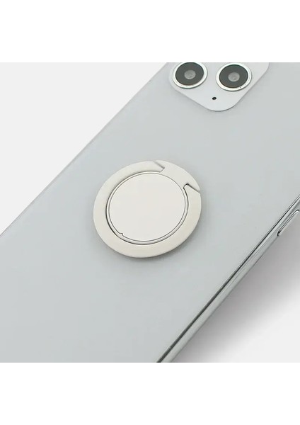 Ultra Ince Parmak Yüzüğü Tutucu Telefon Standı Metal Cep Telefonu Sahibi Manyetik Araba Braketi Stant Aksesuarları iPhone 13 Samsung Beyaz (Yurt Dışından)