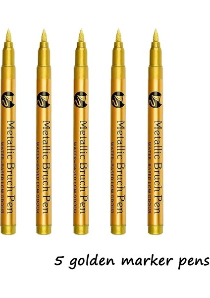 5 Adet Metalik Kalıcı Marker Kalemler, Metalik Altın Gümüşi Yağ Belirteçleri, Altın/gümüş Zanaat Kalemleri, Yumuşak Ipucu, Hızlı Dringcolor5pcs Altın (Yurt Dışından)