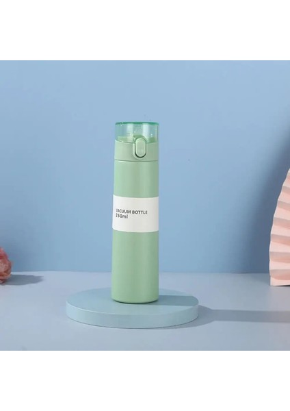 Paslanmaz Çelik Mini Termos Kupası Tek Düğmeli Açılış Siper Pep Yalıtılmış Kupa Sızdıran 150/250ML Termal Kupa Kapasite150MLYeşil (Yurt Dışından)