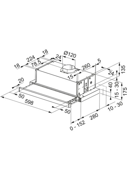 Sürgülü Aspiratör - Ftc 6032 Gr Xs Paslanmaz Çelik Davlumbaz