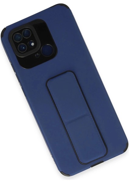 Newface Xiaomi Redmi 10C Kılıf Mega Standlı Silikon - Mavi modelleri