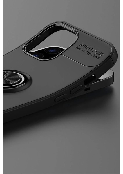 Newface iPhone 12 Pro Max Kılıf Range Yüzüklü Silikon - Siyah-Kırmızı indirimleri