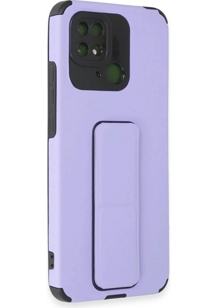 Newface Xiaomi Redmi 10C Kılıf Mega Standlı Silikon - Lila