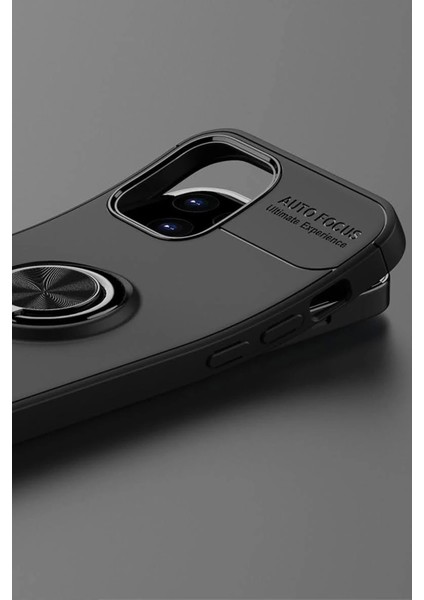 Newface iPhone 12 Kılıf Range Yüzüklü Silikon - Siyah-Kırmızı indirimleri