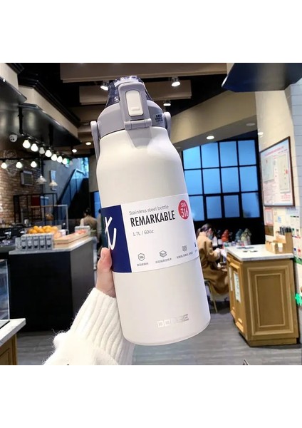 Dodge 1300/1700ML Paslanmaz Çelik Tumbler Termos Şişe Taşınabilir Vakum Şişeler Açık Spor Su Kupası Araç Yalıtımlı Flaskcapacity1700MLBeyaz (Yurt Dışından)