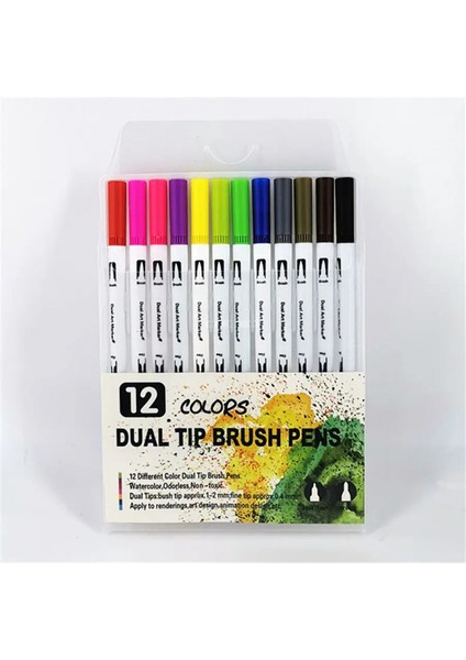 24/36/48/60 ler Suluboya Çift Fırça Markeri Yumuşak Esnek Uçlar Çizim Için Anime Çizgi Roman Işaretleyicileri 12 Beyaz (Yurt Dışından)