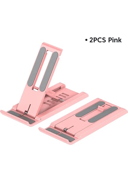 Katlanabilir Tablet Cep Telefon Masaüstü Telefon Stand Ipad iPhone Samsung Masa Tutucu Ayarlanabilir Masa Braketi Akıllı Telefon Stand 2pcs Pink (Yurt Dışından)