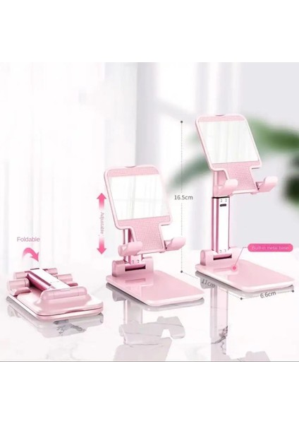 Taşınabilir Plastik Cep Telefonu Tutucu Beyaz Siyah Pembe Yeşil Katlanabilir Masa Standı Ayarlanabilir Evrensel Masa Cep Telefonu StandkolorPembe (Yurt Dışından)