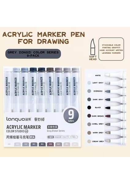 Yumuşak Ipucu Akrilik Marker Esnek Fırça Büyük Kapasite Okul Malzemeleri Için Blendable Bulabled Kırtasiye Sanatı Dalı YaratıcıAlet Gri Zongzi (Yurt Dışından)