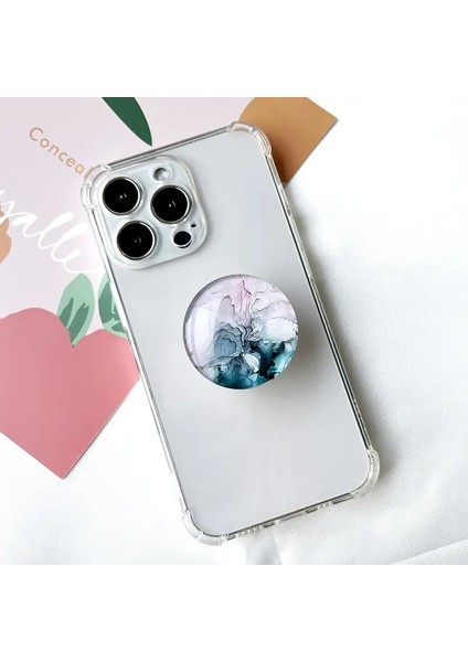 Mermer Desen Kristal Cam Telefon Tutucusu Katlanabilir Cep Telefonu Soketi Kristal Cam Telefon Tutamakları P186-3 (Yurt Dışından)
