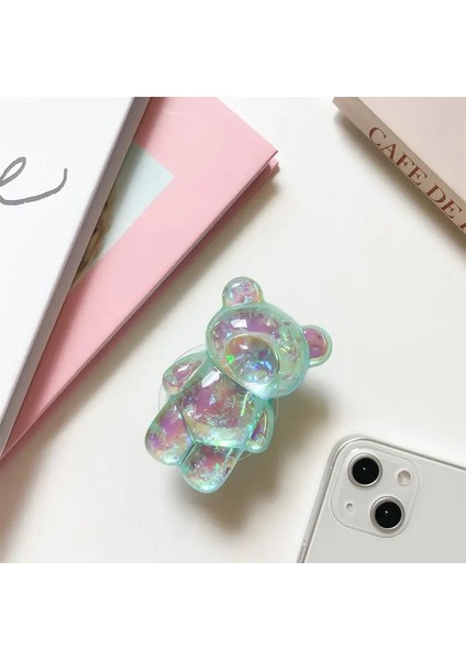 Koreli 3D Glitter Bear Cep Telefon Tutucu iPhone Için Samsung Xiaomi Için Katlanabilir Araba Katlanır Mobil Soket Standcolor4 (Yurt Dışından)