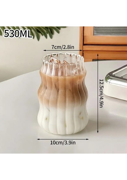 1/2pcs Şeffaf Cam Kupa Ins Coffee Kupa Isıya Dirençli Tumbler Içme Camları Kokteyl Içecek Için Dalgalanma Su Gözlükleri S3 530ML/KAPASITE401-500ML (Yurt Dışından)