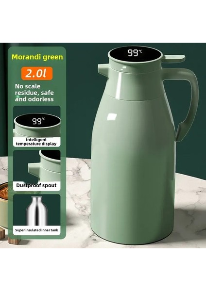 Mutfak Termal Su Isıtıcısı Ev Dijital Ekran Kahve, 1/1.3/2l Termos Cam Astar Vakum Şişeleri Büyük Kapasiteli Su Şişesi Kapasitesi1.0l-2.0 LB-2.0l (Yurt Dışından)