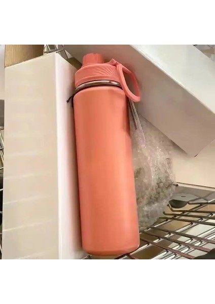Düz Hayata Dönüş Spor Su Şişesi 710ML Paslanmaz Çelik Saf Titanyum Vakum Taşınabilir Sızdır Yalıtımlı Yalıtımlı Su CupcolorPembe (Yurt Dışından)