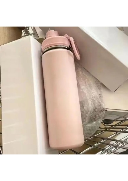 Düz Hayata Dönüş Spor Su Şişesi 710ML Paslanmaz Çelik Saf Titanyum Vakum Taşınabilir Sızdır Yalıtımlı Yalıtımlı Su CupcolorPembe (Yurt Dışından)