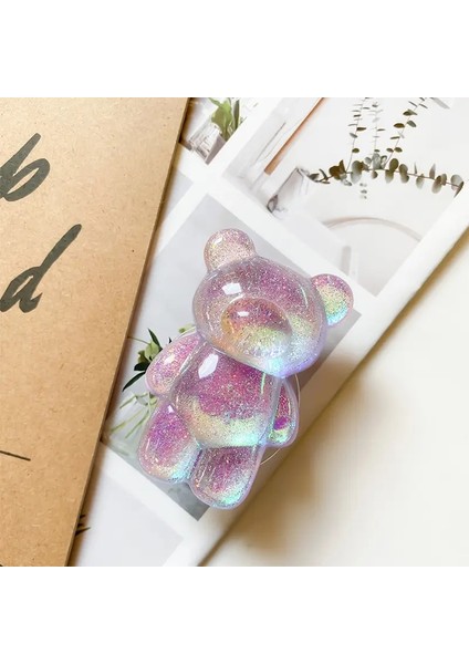 Kore Glitter Bear Cep Telefonu Tutucu Grip Tok Braketi Iphone Samsung Xiaomi Katlanabilir Araba Katlanır Mobil Soket Stand 7 (Yurt Dışından)