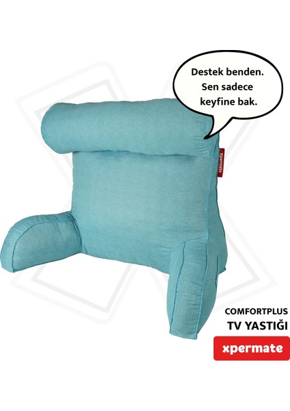 Comfortplus Tv Yastığı, Kollu Yastık, Ayarlanabilir Sırt Destek Yastığı, Boyun Desteği, Tv Yastık ve Üçgen Yastık, Fermuarlı Sırt Yastığı, Bel Yastığıı Mavi