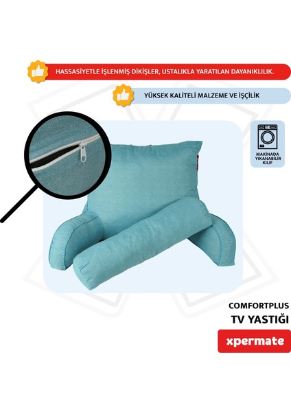 Comfortplus Tv Yastığı, Kollu Yastık, Ayarlanabilir Sırt Destek Yastığı, Boyun Desteği, Tv Yastık ve Üçgen Yastık, Fermuarlı Sırt Yastığı, Bel Yastığıı Mavi modelleri