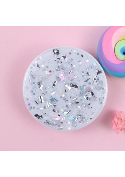 Pop Grip 3D Parmak Telefon Tutucusu Toks Tok Soketleri Yıldızlı Gökyüzü Glitter Drop Tutkal Cep Telefonu ve Tablet Evrensel Lazy HoldercolorSiyah (Yurt Dışından)