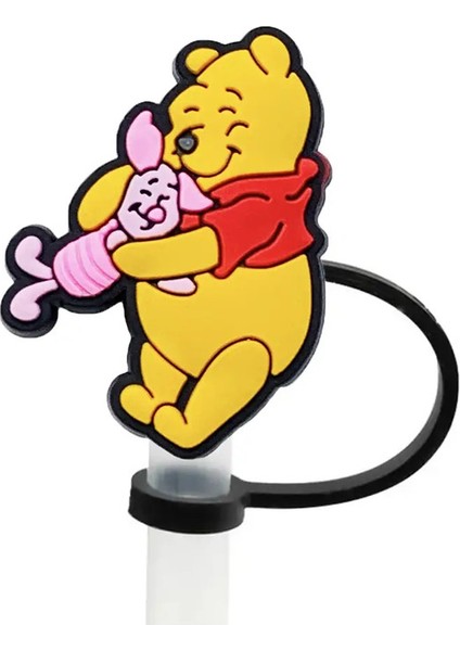 Sıcak Oyuncaklar Disney Pooh Bear Saman Kapak Kapağı Karikatür 10MM Içecek Saman Fişi Yeniden Kullanılabilir Sıçrama Kanıt Içme Kupası Saman Kapak Aksesuarları 6 (Yurt Dışından)