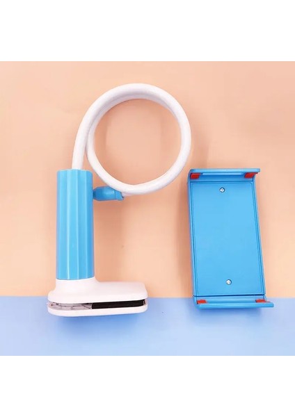 Cep Telefon Stand Tembel Başucu Tablet Tutucu Taşınabilir Esnek Tembel Yatak Masaüstü Braket Akıllı Telefonlar Masa Yatağı Stand Temel B-Mavi (Yurt Dışından)