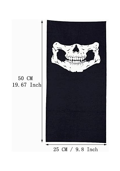 Siyah Renk Dikişsiz Çok Fonksiyonlu Çene Kafatası Yüz Maskesi Baf Buff Bandana - EMY3337-7652