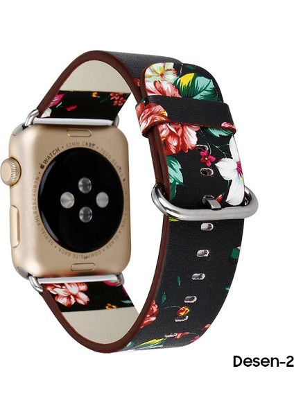 Ally Apple Watch 7-8 41MM 6-5-4 40MM Gül Desenli Pu Deri Kordon Kayış 3-2-1 38MM- - EMY7427-2430 fiyatları