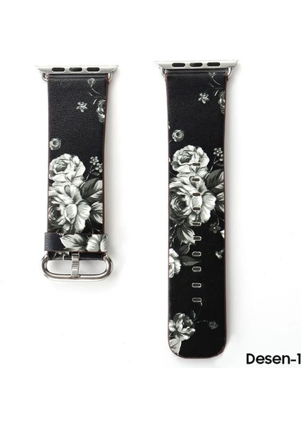Ally Apple Watch 7-8 41MM 6-5-4 40MM Gül Desenli Pu Deri Kordon Kayış 3-2-1 38MM- - EMY7427-2430 fırsatları