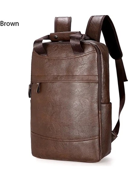 Vintage Su Geçirmez Sırt Çantası Erkekler Lüks Kolej Okul Çantaları Rahat Pu Deri Sırt Çantaları Retro Retro 15.6 Inç Dizüstü Bilgisayar Çantası Mencolor Için: Khaki/boyut: 27X10X43CM (Yurt Dışından)