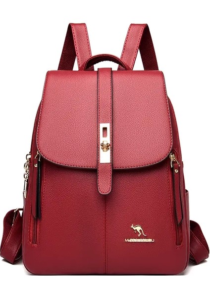 Lüks Kadın Deri Sırt Çantaları Kızlar Için Sac A Dos Rahat Gündüz Çantası Siyah Vintage Sırt Çantası Kızlar Için Okul Çantaları Mochila Rucksackcolor: Kırmızı (Yurt Dışından)