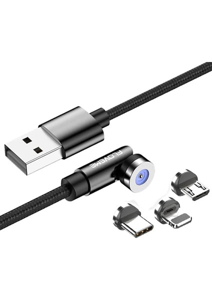 Floveme 540 Dönebilen Miknatisli USB Sarj Kablosu 3 Baslik(Iphone+Type-C+Micro 1m-( - EMY7473-5383 fiyatları