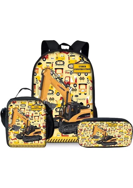 3pcs Set Cartoon Car Excavator Sırt Çantaları Erkek/kızlar Için En Iyi Hediyeler 3D Karikatür Okul Okulu Childrencolor Için Sırt Çantası Çantası: Altın (Yurt Dışından)