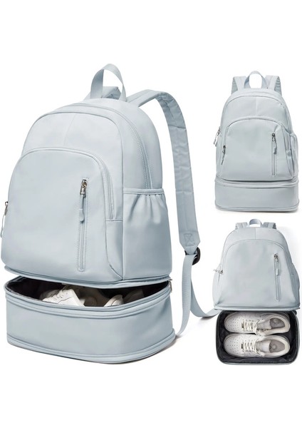 Kadınlar Için Spor Salonu Sırt Çantası, Ayakkabı Bölmesi ile Su Geçirmez Egzersiz Sırt Çantası Islak Kuru, Hafif Seyahat Sırt Çantası Spor Yoga Rengi: Açık Mavi (Yurt Dışından)