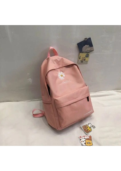 Taşınabilir Sırt Çantası Gündelik Tuval Kitap Sırt Çantası Yeşil Papatya ile Yeşil Kapasiteli Sokak Seyahat Çantası Öğrenci Okul Çantaları Renk: Pembe (Yurt Dışından)
