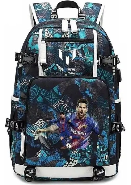 Messi C Ronaldo Futbol Çantası Yıldızı Lise Öğrencileri Erkek ve Kadın Büyük Kapasite Sırt Çantası Özel Olabilir: Mavi/boyut: 15 Inç (Yurt Dışından)