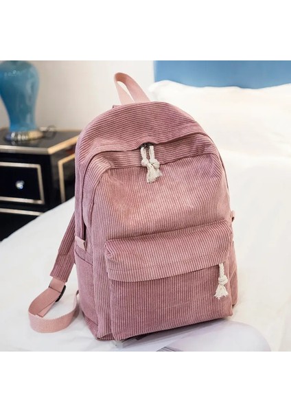 Kadife Okul Çantası Düz Renkli Kampüs Çantası Kişiselleştirilmiş Seyahat Basit Kadife Sırt Çantası Benzersiz Hediyeler Renk: Pembe (Yurt Dışından)