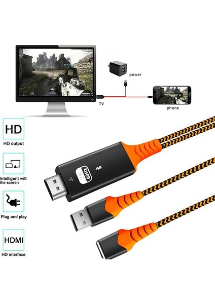 Ally Phone USB Hdtv Cable Lightning Type C HDMI KABLOSU-(5775) - EMY5946-4288 fiyatları