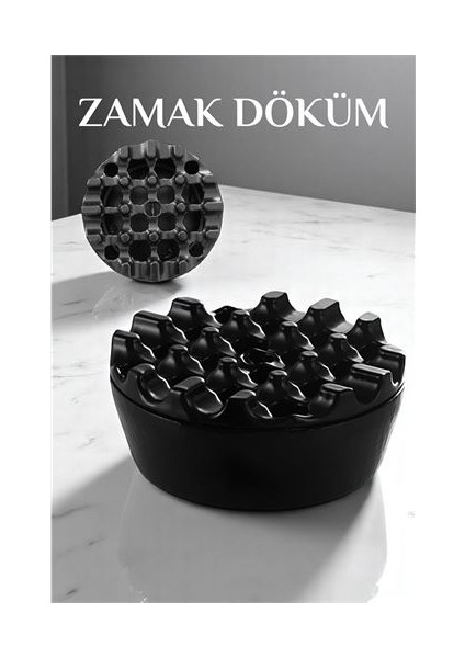 Turk Kapaklı Zamak Döküm Yuvarlak Küllük Metal Kül Tablası - Kafe Küllüğü - EMY5058-4619