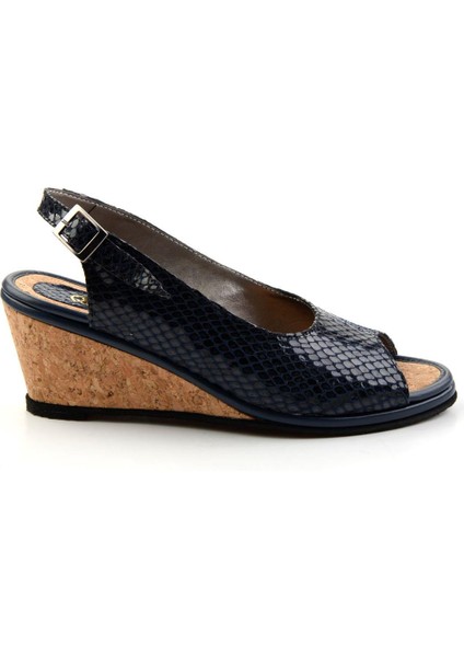 Lacivert Leather Kadın Sandalet K05582040507
