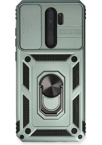 Newface Xiaomi Redmi Note 8 Pro Kılıf Pars Lens Yüzüklü Silikon - Yeşil