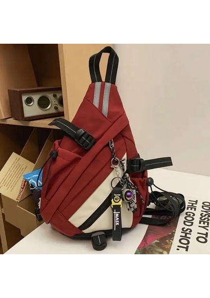 Teknik Giyim Stil Hip Hop Sport Motosiklet Backpack Erkek Kadınlar Çok Fonksiyonlu Su Geçirmez Seyahat Tek Omuz Okulu Çantası Renk: Kırmızı Küçük (Yurt Dışından)