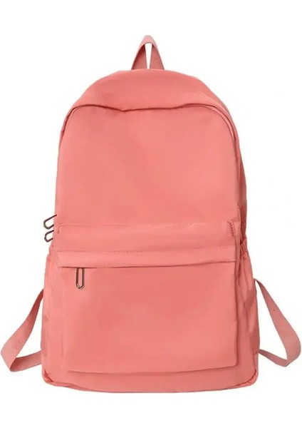 Moda Fermuarlı Düz Renkli Su Geçirmez Sırt Çantası Öğrencileri Rahat Büyük Kapasiteli Okul Çantası Kız Okul Kitapları Kırtasiye Çantaları Renk: Koyu Pembe (Yurt Dışından)