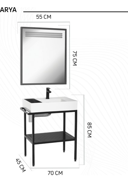 Arya Lavabo Dolabı 70 cm Siyah modelleri