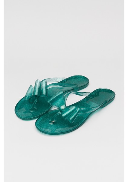 Glorıa Simli Yeşil Bayan Plaj Terliği modelleri