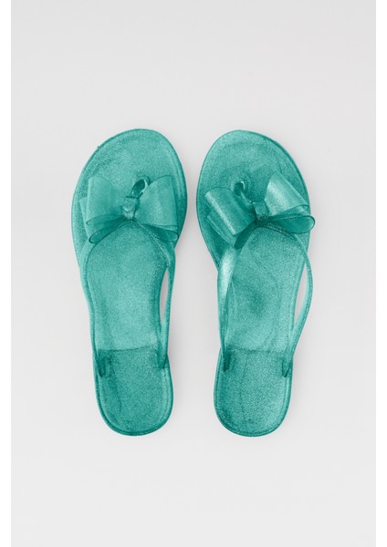 Glorıa Simli Yeşil Bayan Plaj Terliği fırsatları