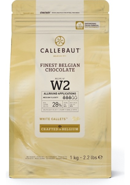 W2 Beyaz Kuvertür Drop Çikolata 1 Kg