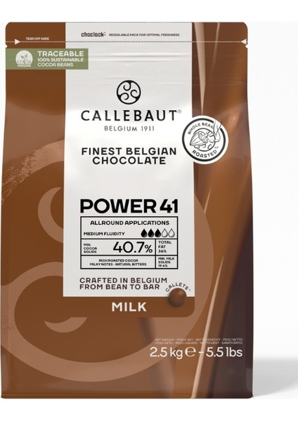Güçlü 41 Sütlü Kuvertür Drop Çikolata 2,5 Kg