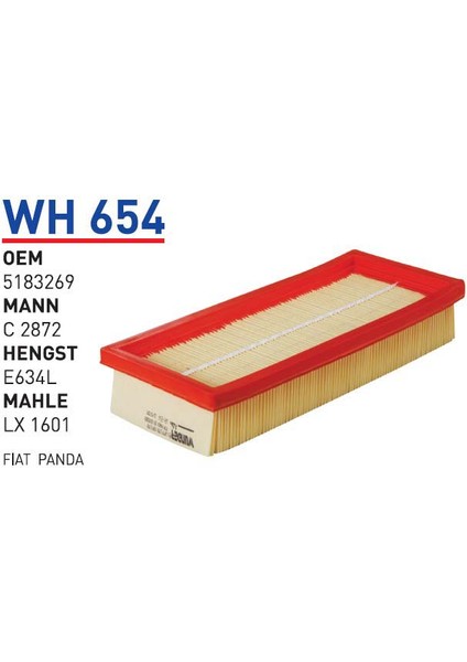 Wh654 Oem 5183269 Fiat panda II punto II 1,1-1,2 Otomobil hava filtre air filter