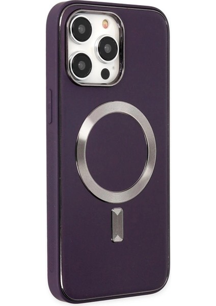 Newface iPhone 13 Pro Max Kılıf Coco Deri Magneticsafe Silikon - Derin Mor fiyatları